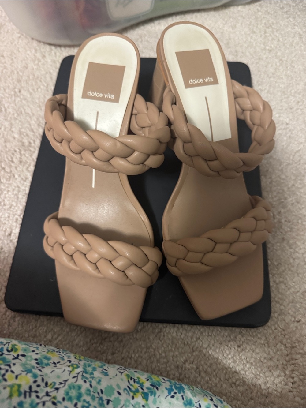 Dolce Vita Tan Braided Double-Strap Slide Mules